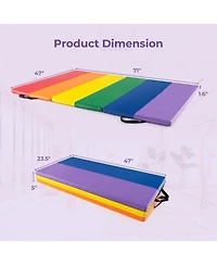 Tri-Folding Gymnastics Mat 6' x 4' Tumbling Mat for Kids with Carrying Handles