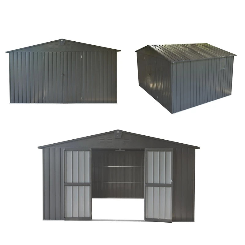 Streamdale Dark Gray 11'x12.5' Steel Frame Shed with Windows