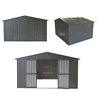 Streamdale Dark Gray 11'x12.5' Steel Frame Shed with Windows