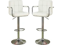 Streamdale Set of 2 White Faux Leather Barstool Chairs