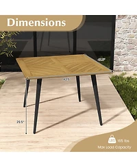 Costway 4-Person 42.5" Outdoor Dining Table with 1.9" Umbrella Hole, Adjustable Foot Pads