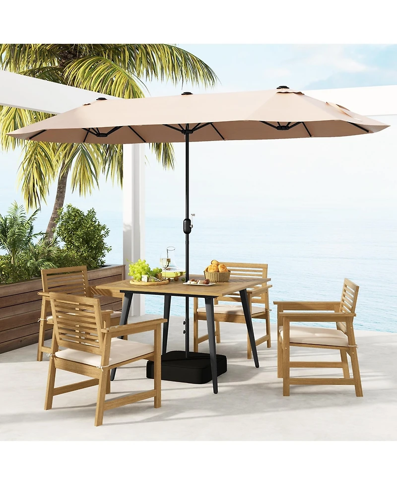 Costway 4-Person 42.5" Outdoor Dining Table with 1.9" Umbrella Hole, Adjustable Foot Pads
