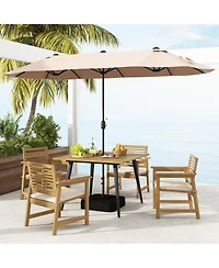Costway 4-Person 42.5" Outdoor Dining Table with 1.9" Umbrella Hole, Adjustable Foot Pads