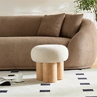 Simplie Fun Mushroom Stool, Grieg Plush Cushion, Wooden Barrel Pvc Pipe, Walnut Finish