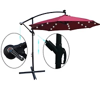 Streamdale 10ft Led Solar Patio Umbrella with Crank and Cross Base