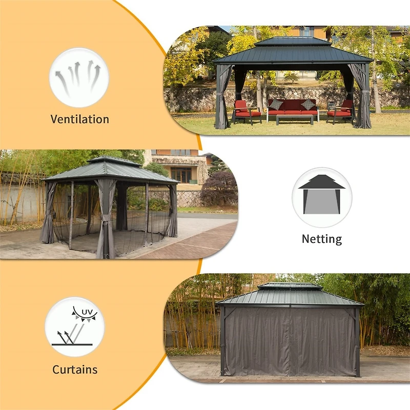 Streamdale 10' X 14' Hardtop Gazebo, Aluminum Metal Gazebo