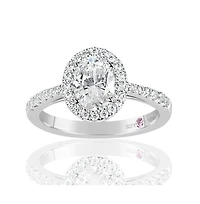 Suzy Levian New York Sterling Silver Cubic Zirconia Oval Cut Halo Engagement Ring