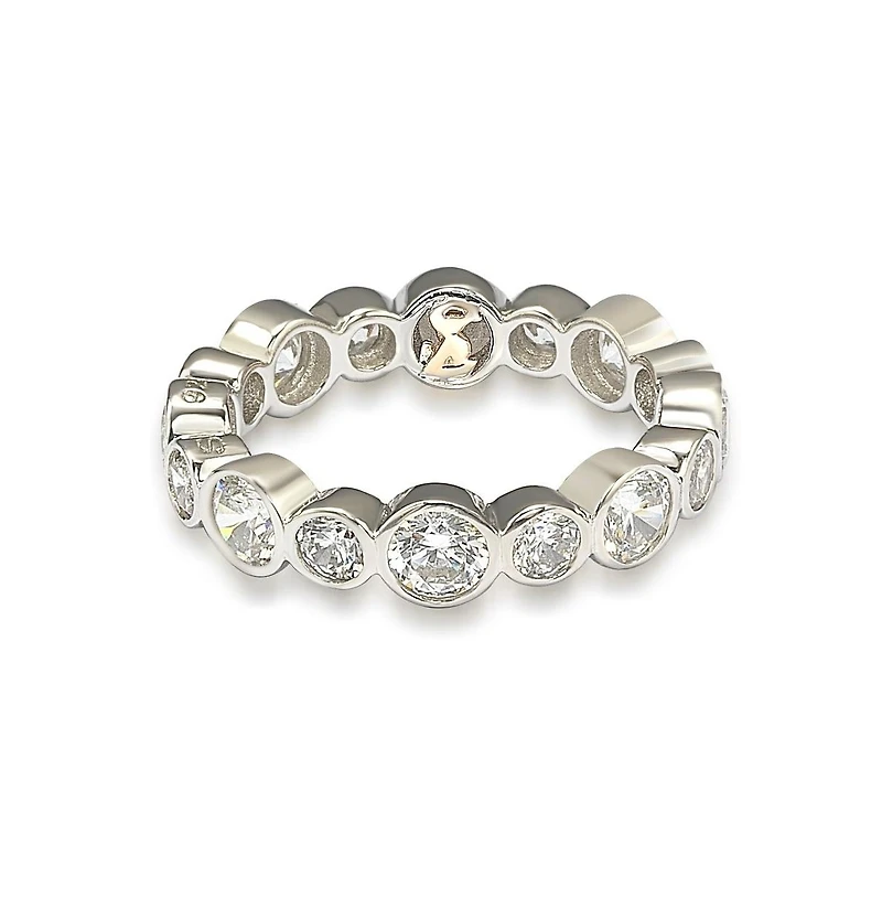 Suzy Levian Sterling Silver Cubic Zirconia Multi Circle Bezel Set Eternity Band