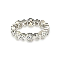 Suzy Levian Sterling Silver Cubic Zirconia Multi Circle Bezel Set Eternity Band