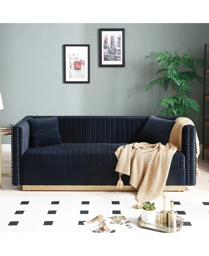 Streamdale Modern Black Velvet Sofa & Loveseat Set