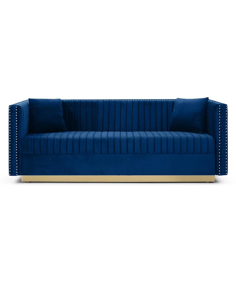 Streamdale Furniture Modern Blue Velvet Sofa Loveseat Set With Pillows