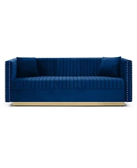 Streamdale Furniture Modern Blue Velvet Sofa Loveseat Set With Pillows