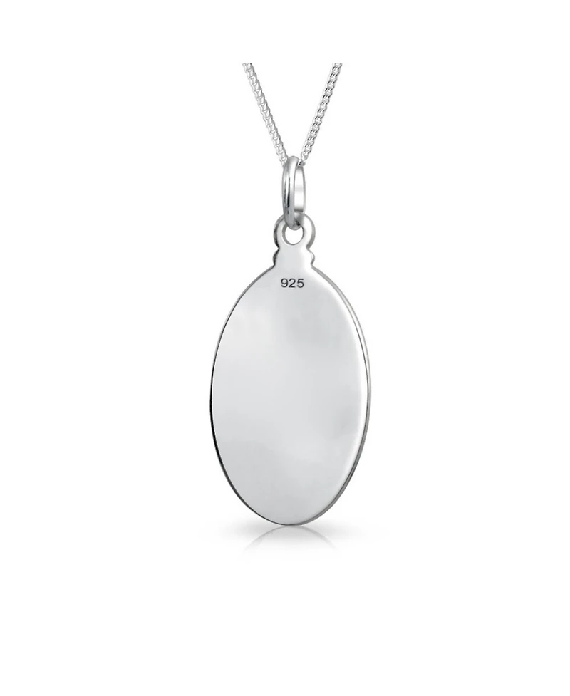 Bling Jewelry Parton Of Safe Travel "Protect Us" Medal Medallion Oval Saint Christopher Pendant Necklace For Women Sterling Silver