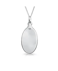 Bling Jewelry Parton Of Safe Travel "Protect Us" Medal Medallion Oval Saint Christopher Pendant Necklace For Women Sterling Silver
