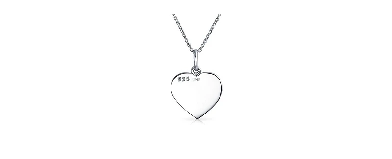 Bling Jewelry Live Love Laugh Word Quote Circle Flower Charm Heart Shape Pendant Necklace Sterling Silver