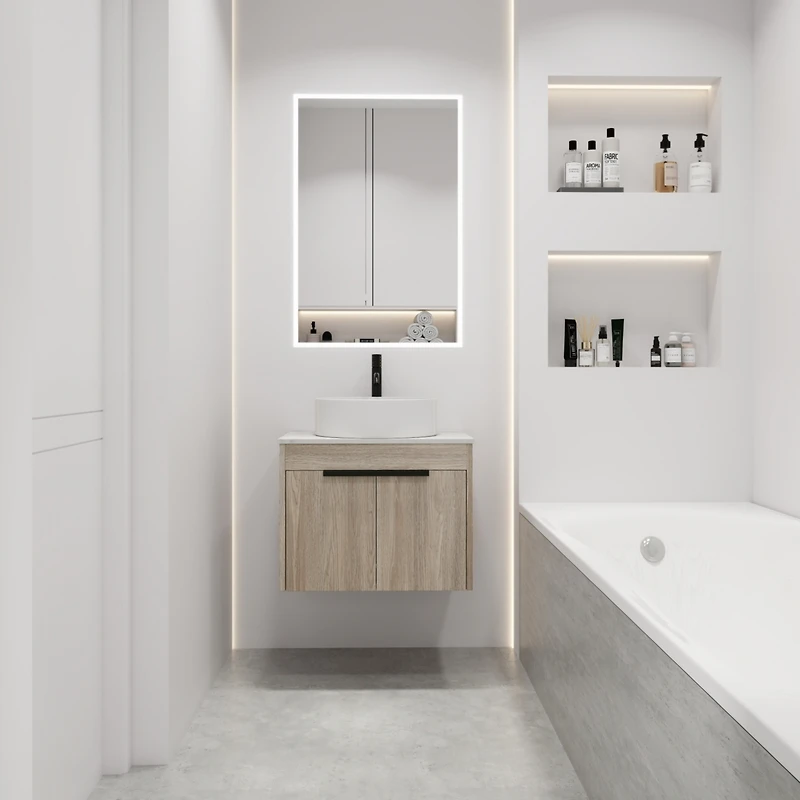 Streamdale 24" Modern Design Float Bathroom Vanity With Ceramic Basin Set