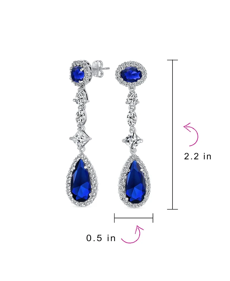 Bling Jewelry Art Deco Red Cubic Zirconia Halo Long Pear Solitaire Teardrop Cz Statement Dangle Chandelier Earrings Pageant Party