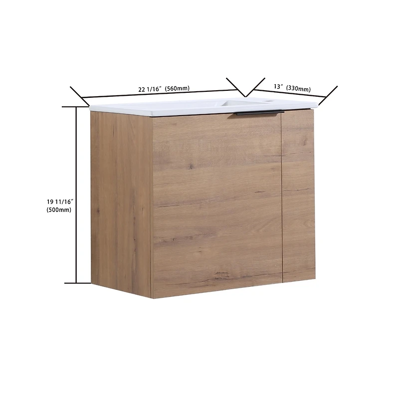 Streamdale 22" Floating Bathroom Vanity with Sink & Soft Close Door