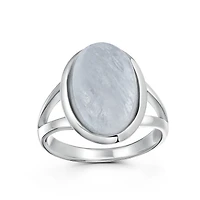 Bling Jewelry Oval Cabochon Bezel Natural Stone Split Shank Boho Statement Ring Sterling Silver