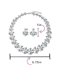 Bling Jewelry Large Fashion Leaves Leaf Motif Simulated White Pearl Cubic Zirconia Pave Cz Leaf Bib Statement Necklace Jewelry Set s