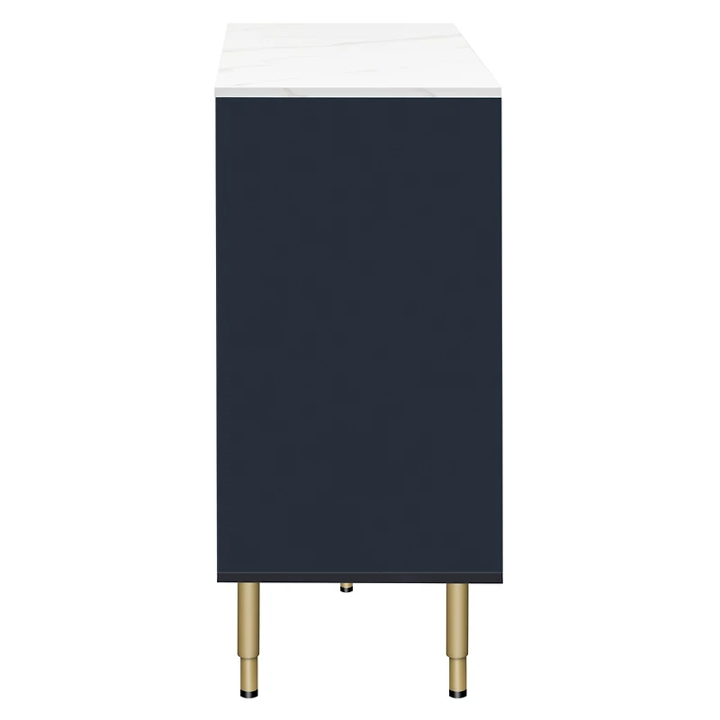 Simplie Fun Modern Mdf Buffet Cabinet with Glass Doors & Marble Top