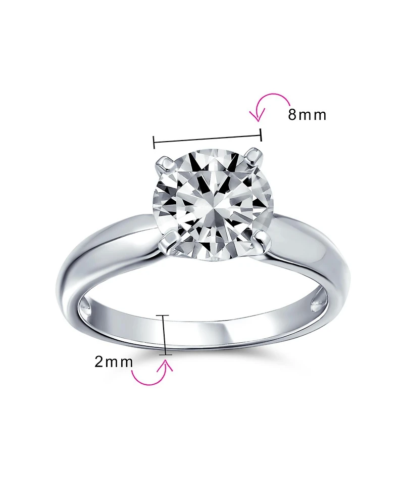 Bling Jewelry Timeless 2CT Cz Round Solitaire Promise Ring Plain Thin Band .925 Sterling Silver