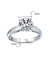 Bling Jewelry Timeless 2CT Cz Round Solitaire Promise Ring Plain Thin Band .925 Sterling Silver