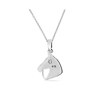 Bling Jewelry Cow Equestrian Thoroughbred Winner Horse-Head Pendant Horseshoe Necklace Oxidized Sterling Silver