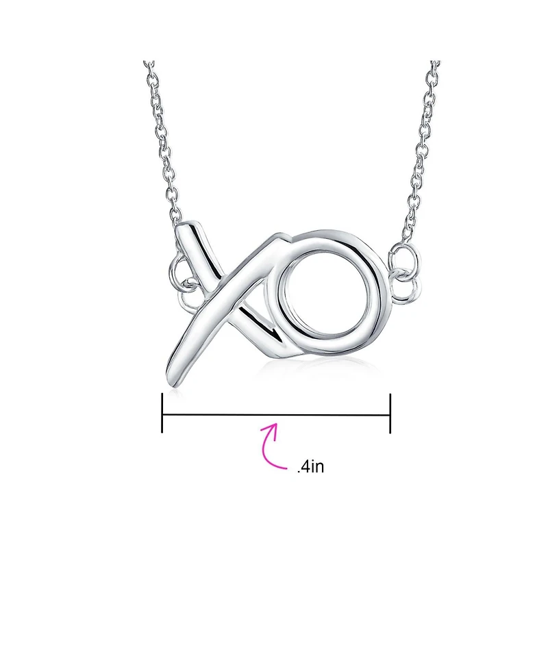 Bling Jewelry Minimalist Hugs And Kisses Xo Station Pendant Necklace Sterling Silver With Chain