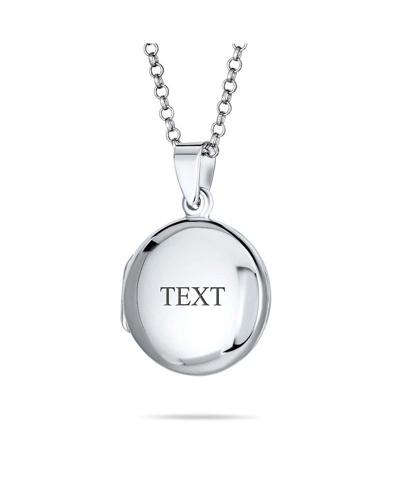 Bling Jewelry Large Simple Dome Round Circle Photo Lockets That Hold Pictures Silver Locket Necklace Pendant