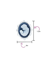 Bling Jewelry Classic Blue White Carved Oval Framed Victorian Lady Portrait Mother and Child Cameo Pendant Brooch Necklace For Women Mother Sterling S