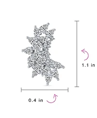 Bling Jewelry Elegant Classic Teardrop Shape Ear Crawler Clusters Cubic Zirconia Cz Leaf Clip On Earrings Prom Formal Party