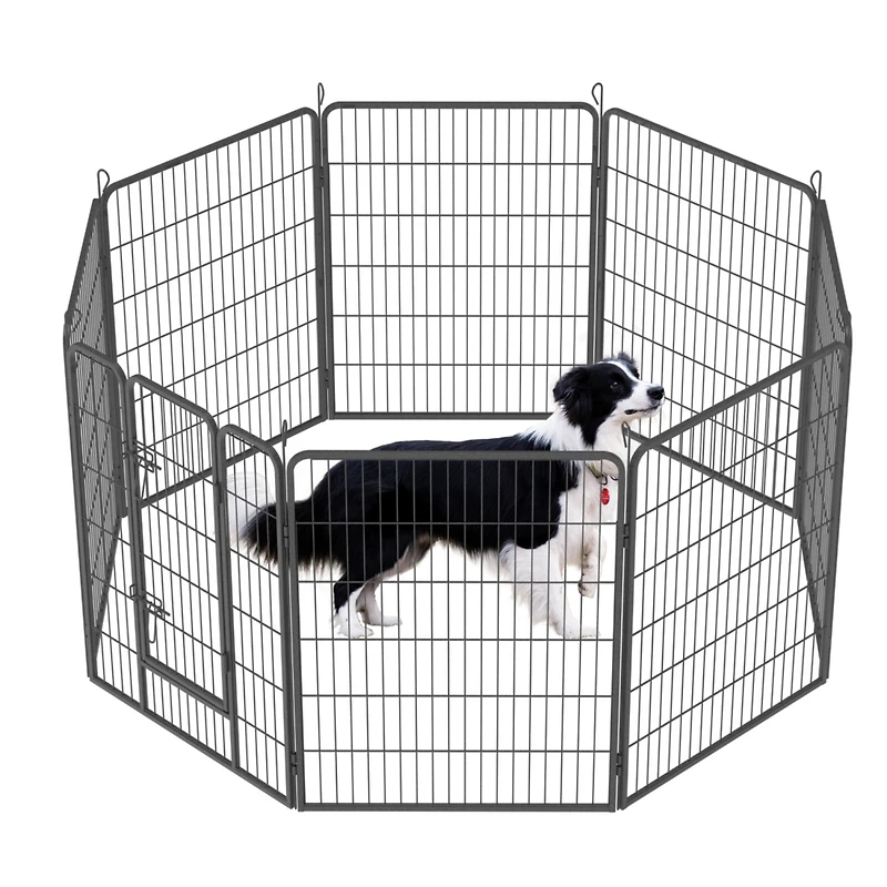 Streamdale Furniture Heavy Duty Outdoor Dog Pen for Large Dogs - 8 Panel Metal Kennel
