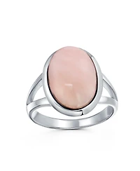 Bling Jewelry Oval Cabochon Bezel Natural Stone Split Shank Boho Statement Ring Sterling Silver