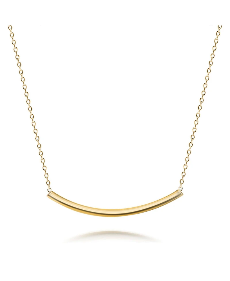 Bling Jewelry Minimalist Delicate Thin Sideways Horizontal Round Tube Curved Bar Slide Pendant Necklace Sterling Silver