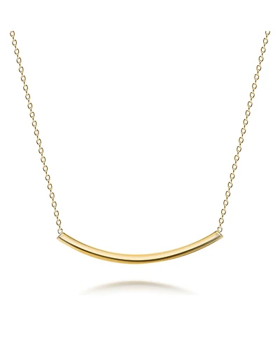 Bling Jewelry Minimalist Delicate Thin Sideways Horizontal Round Tube Curved Bar Slide Pendant Necklace Sterling Silver