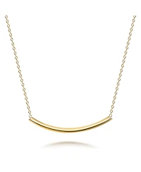 Bling Jewelry Minimalist Delicate Thin Sideways Horizontal Round Tube Curved Bar Slide Pendant Necklace Sterling Silver