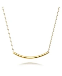 Bling Jewelry Minimalist Delicate Thin Sideways Horizontal Round Tube Curved Bar Slide Pendant Necklace For Women Sterling Silver