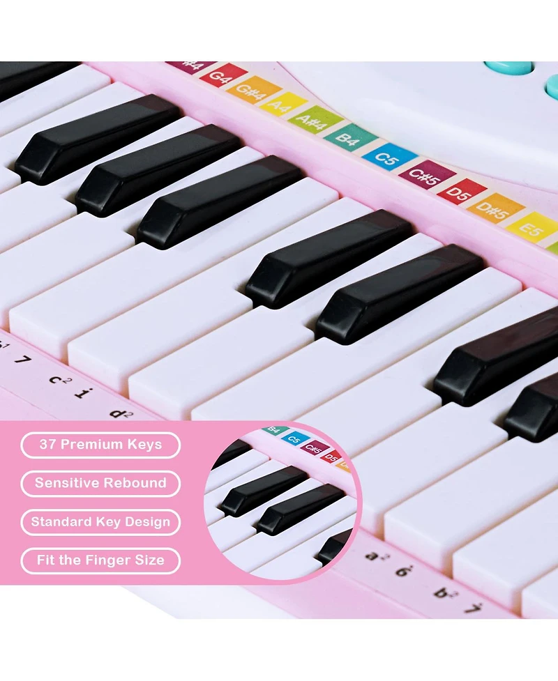 Costway 37-Key Kids Piano Keyboard Playset Electronic Organ Light
