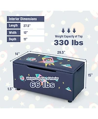 Kids Upholstered Storage Ottoman Bench Versatile Toy Chest Footrest Stool