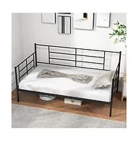 Twin Size Metal Daybed Sofa Bed Frame with Armrests and Backrest