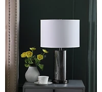 Streamdale Furniture 21.25" In Cynx Led Night Light Mid-Century Glass Black Chrome Table Lamp