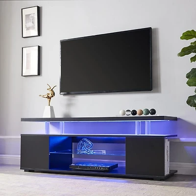 Streamdale Furniture 70" Tv Stand with Sliding Drawer & Side Cabinet (Black)