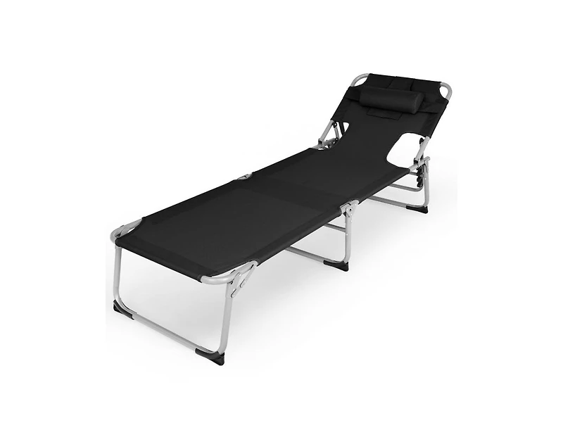 Slickblue Folding Beach Lounge Chair with Pillow for Outdoor