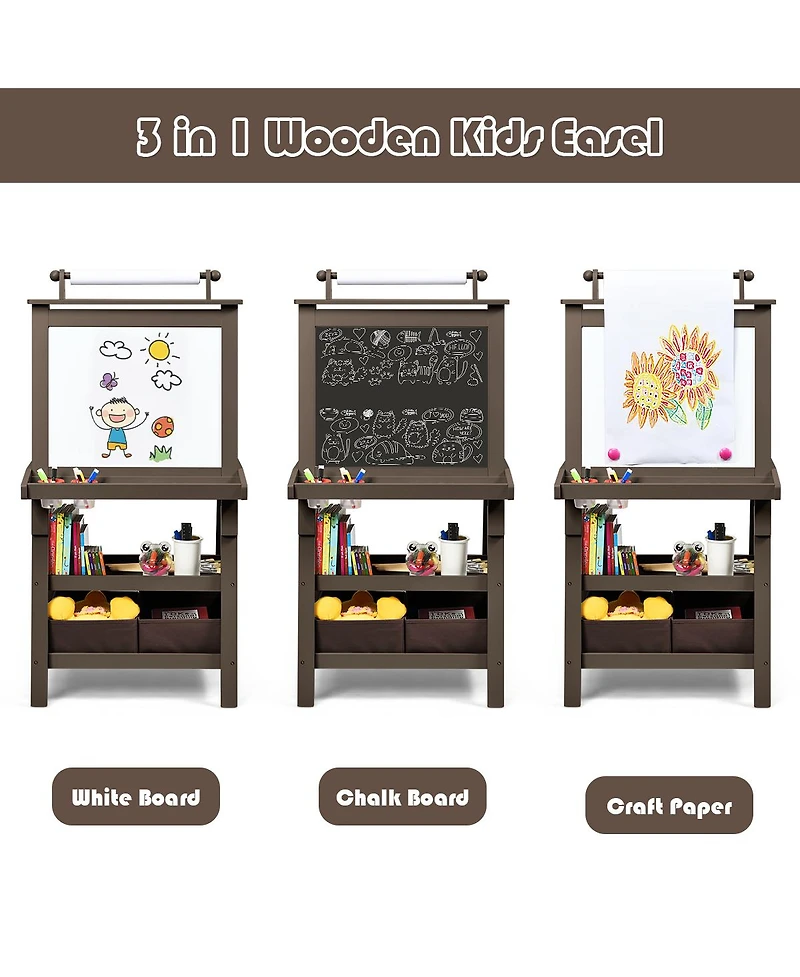 3-in-1 Double-Sided Storage Art Easel