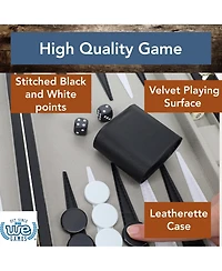 We Games Black Leatherette Backgammon Set, 14.75 x 9.75 in. closed