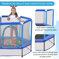 Streamdale 55" Kids Trampoline with Safety Net & Balls Indoor/Outdoor Fun