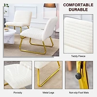 White armless sofa chair with gold legs. Versatile for any space