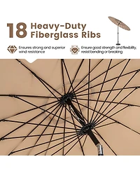 9 Ft Patio Round Market Umbrella with Push Button Tilt, Crank Handle