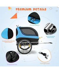 Sugift Dog Bike Trailer Foldable Pet Cart with 3 Entrances for Travel-Blue